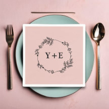 Elegant Simple Ro Guld Monogrammed Bröllop