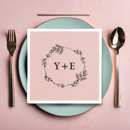 Elegant Simple Ro Guld Monogrammed Bröllop Pappersservett