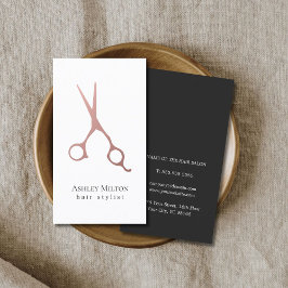 Elegant Simple Ro Guld Sissors Hair Stylist Visitkort