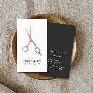Elegant Simple Ro Guld Sissors Hair Stylist Visitkort
