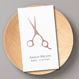 Elegant Simple Ro Guld Sissors Hair Stylist Visitkort