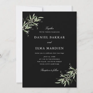 Elegant Simple Rustic Botanical Greenery Wedding Inbjudningar
