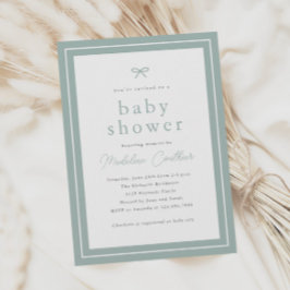 Elegant Simple Sage Gender Neutral Baby Shower Inbjudningar