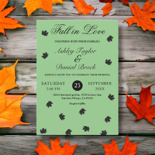 Elegant Simple Sage Grönt Boho Rustic Fall Wedding Inbjudningar