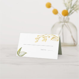 Elegant Simple Sage Guld Foliage Placeringskort