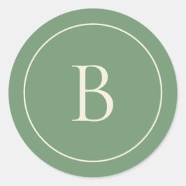Elegant Simple Sage Monogram Envelope Seal Runt Klistermärke