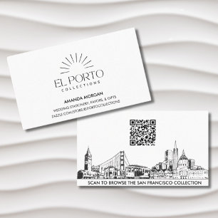 Elegant Simple San Francisco Skyline QR-kod Visitkort
