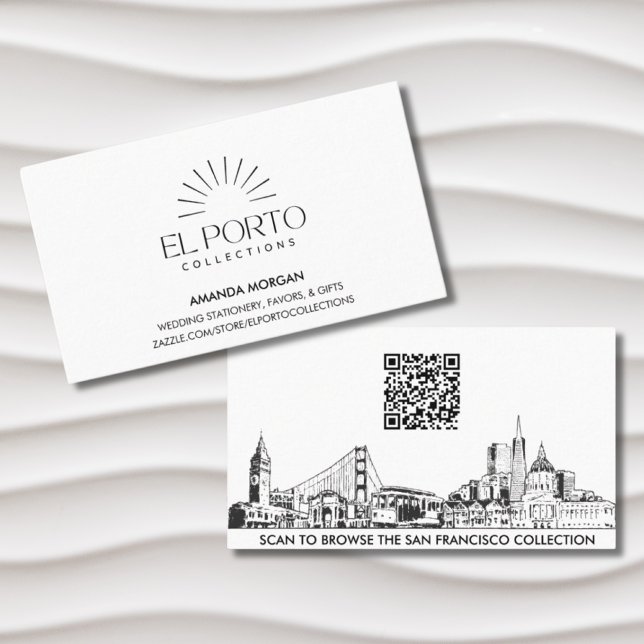 Elegant Simple San Francisco Skyline QR-kod Visitkort (San Francisco Business Cards)