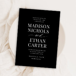 Elegant Simple Script Black Budget Bröllop Inbjudningar