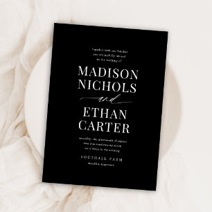 Elegant Simple Script Black Budget Bröllop Inbjudningar