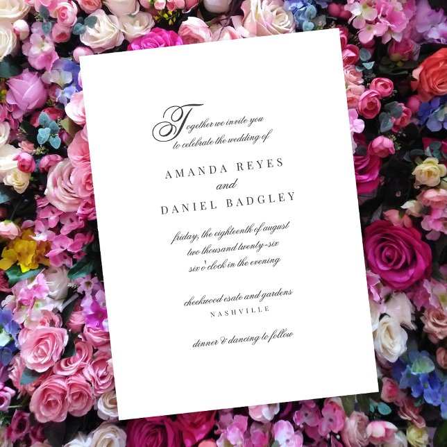 Elegant Simple Script Calligraphy Bröllop Inbjudningar (Skapare uppladdad)