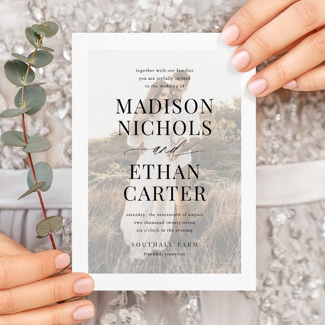 Elegant Simple Script Calligraphy Photo Bröllop In Inbjudningar (Skapare uppladdad)