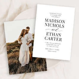 Elegant Simple Script Calligraphy Photo Bröllop Inbjudningar