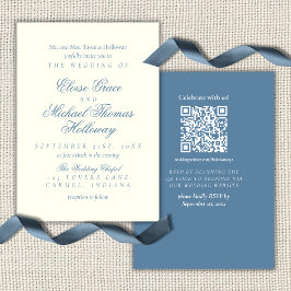 Elegant Simple Script Dusty Blue Wedding Inbjudningar