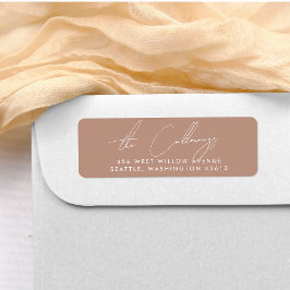 Elegant Simple Script Family Namn Boho Brown Returadress Etikett