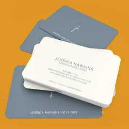 Elegant Simple Script Monogram Dusty Blue Visitkort