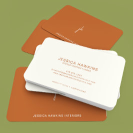 Elegant Simple Script Monogram Mörk Orange Visitkort