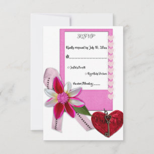 Elegant Simple Script Red Heart Romantic Bröllop OSA Kort