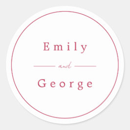 Elegant Simple Script Viva Magenta Modern Bröllop Runt Klistermärke