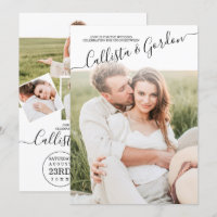 Elegant Simple Scripted Photo Collage Bröllop