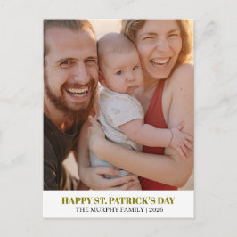 Elegant Simple Shamrock Photo St. Patrick's Day  Helg Vykort