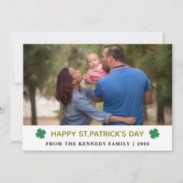 Elegant Simple Shamrock Photo St. Patrick's Day Julkort