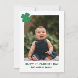 Elegant Simple Shamrock Photo St. Patrick's Day Julkort