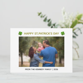 Elegant Simple Shamrock Photo St. Patrick's Day  Julkort