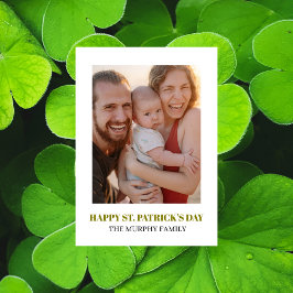 Elegant Simple Shamrock Photo St. Patrick's Day Julkort