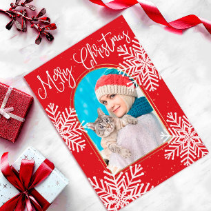 Elegant Simple Snowflake Guld Arch-foto jul Kort