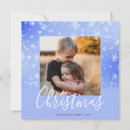 Elegant Simple Snowy Lila God jul Photo Julkort