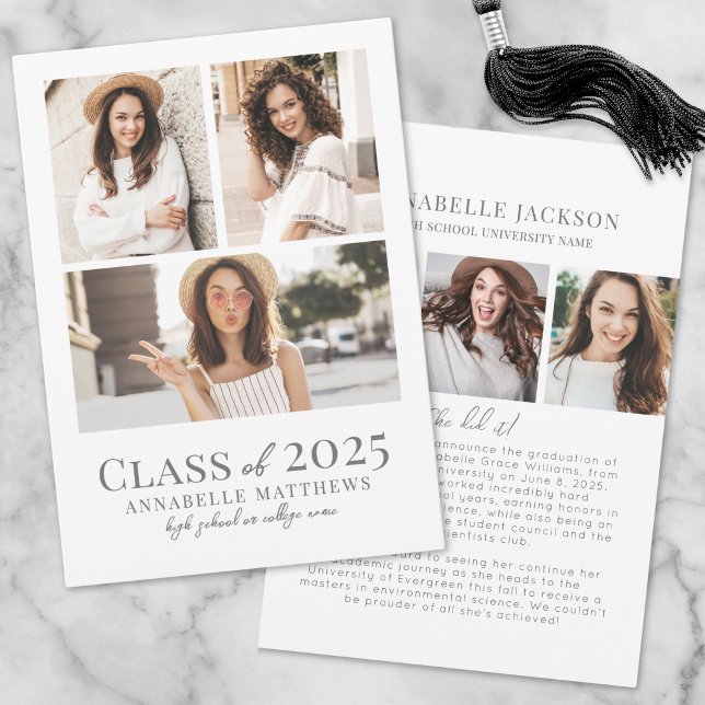 Elegant Simple Student Photo Collage Studenten Meddelande (Elegant Simple Graduate Photo Collage Graduation)