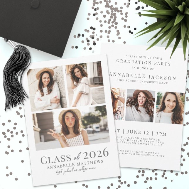 Elegant Simple Student Photo Studentfest Inbjudningar (Elegant Simple Graduate Photo Graduation Party Invitation)