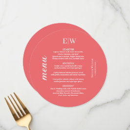 Elegant Simple Sunset Coral med Monogram Bröllop Meny