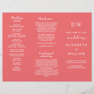 Elegant Simple Sunset Coral med Monogram Bröllop Reklamblad