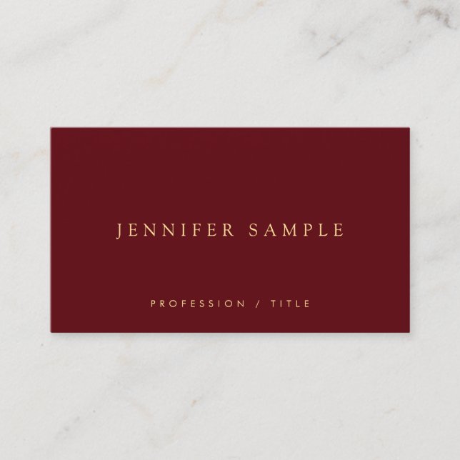 Elegant Simple Template Luxury Deep Burgundy Red Visitkort (Framsida)