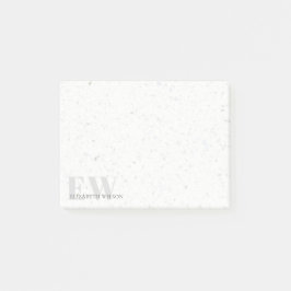 Elegant Simple Terrazzo Stone Grått Namn Monogram Post-it Block