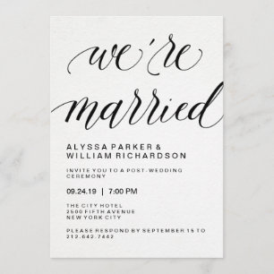 Elegant Simple Typography Post Bröllop Ceremony Inbjudningar