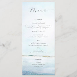Elegant Simple Watercolor Beach Coastal Bröllop Meny