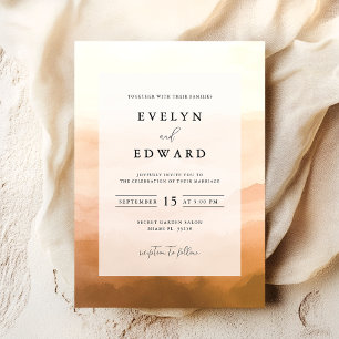 Elegant Simple Watercolor Fall Wedding Boho Inbjudningar