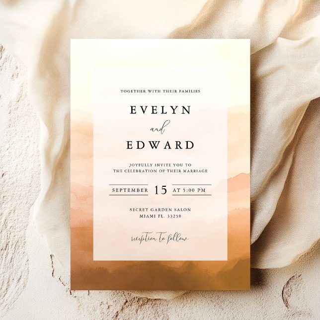 Elegant Simple Watercolor Fall Wedding Boho Inbjudningar (Skapare uppladdad)
