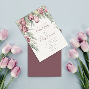 Elegant Simple Watercolor Tulip Vår bröllop Inbjudningar