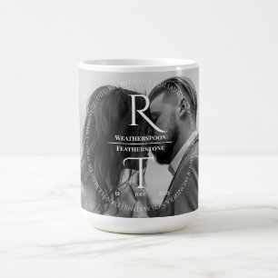 Elegant Simple White Grått Script Bröllop Kaffemugg