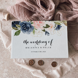 Elegant Simple Winter Blommigt  Calligraphy Bröllo Gästböcker