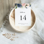 Elegant Simple Winter Blommigt Calligraphy Bröllop Bordsnummer<br><div class="desc">Den här eleganten är det enkla kalligrafiblommigten bröllop i vintertid en perfekt för ett modernt bröllop. Utformningen har vackra, handmålade mörk blått, blå, marinerade, rosa, blommor, blommor från guld och blad av grönt, buntade i elegant bouquets. Det här är ett bordsnummer från dubblans sida. Lägg till varje bordsnummer som du...</div>
