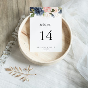 Elegant Simple Winter Blommigt Calligraphy Bröllop Bordsnummer