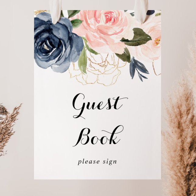 Elegant Simple Winter Blommigt Guest Bok Sign Poster (Skapare uppladdad)