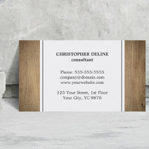 Elegant Simple Wooden White Consultant Visitkort