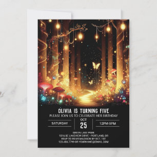 Elegant Simple Woodland Digital Birthday Inbjudningar