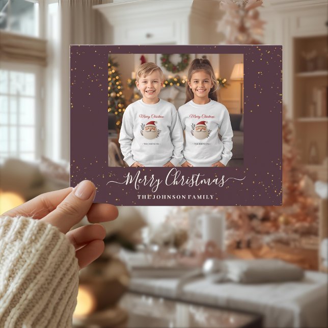 Elegant Single Photo Christmas Card Helg Vykort (Skapare uppladdad)
